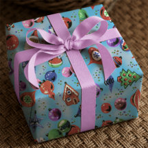 Adornos Navideños Azules Retro Coloridos Lindos