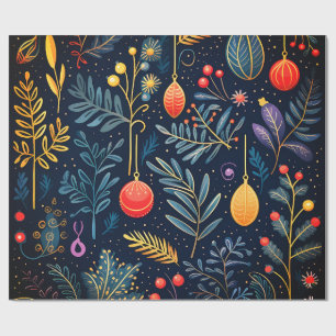 Papel De Regalo Adornos Navideños Botánicos Vintage Regalo
