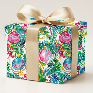 Papel De Regalo Adornos Navideños Coloridos y Elegantes y Pino
