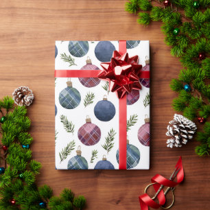 Papel De Regalo Adornos Navideños Country Rojo Azul