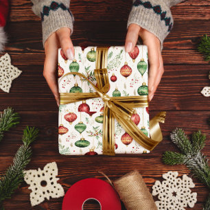 Papel De Regalo Adornos Navideños Festivos Patrón Continuo