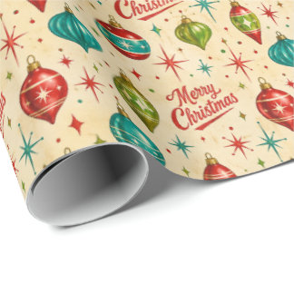 Papel De Regalo Adornos Navideños Retro Fiesta