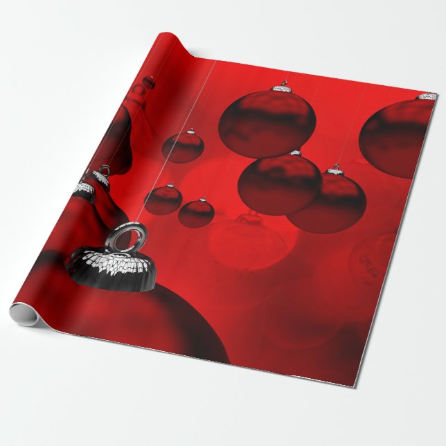 Papel De Regalo Adornos Navideños Rojos (Desenrollado)