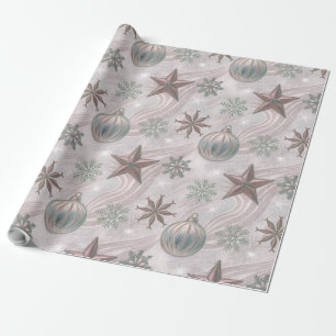 Papel De Regalo Adornos suaves de invierno vintage y copos de niev