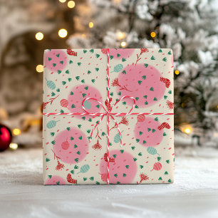 Papel De Regalo Adornos y medias de rubor – Navidad retro
