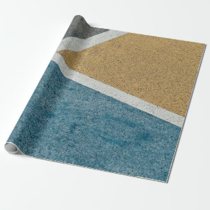 Papel De Regalo Adosado pintado de gris, amarillo y azul