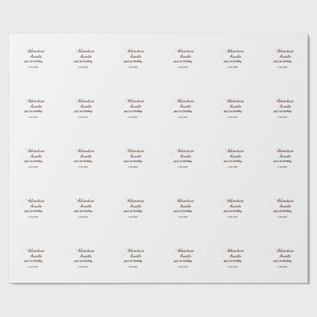 Papel De Regalo Adventure awaits 1st birthday name date planeretro (Superficie plana)