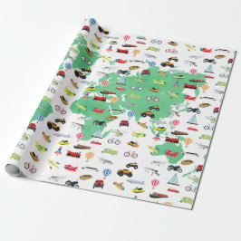 Papel De Regalo Adventure Awaits World Map Vehicles