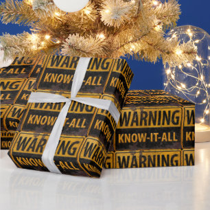 Papel De Regalo ADVERTENCIA CONOZCA TODO - Peligro Metalizado Rótu