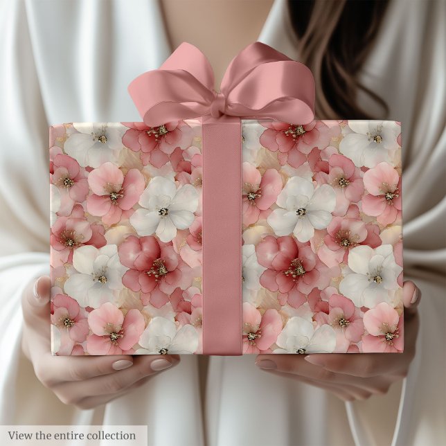 Papel De Regalo Aerial blush pink and gold birthday wrapping roll (Aerial blush pink and gold birthday wrapping roll)