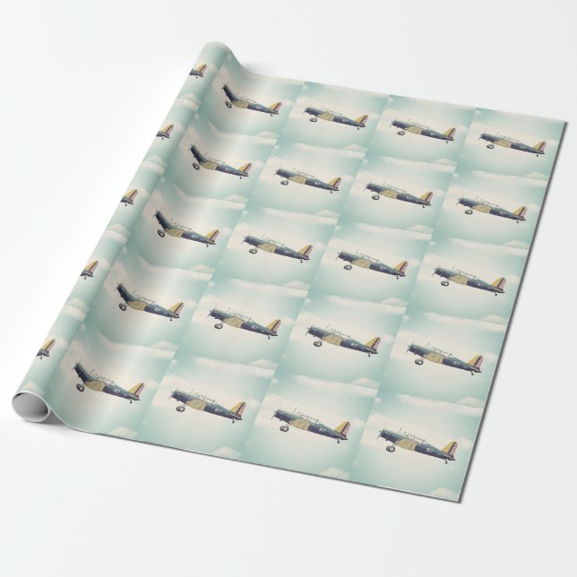 Papel De Regalo Aeroplano antiguo del combatiente (Desenrollado)