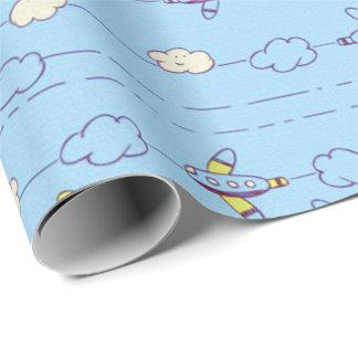 Papel De Regalo Aeroplanos del azul de los muchachos