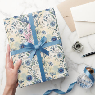 Papel De Regalo Aesthetic Blue Wildflowers