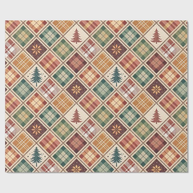 Papel De Regalo Aesthetic Holiday Checkered Wrapping Paper (Superficie plana)