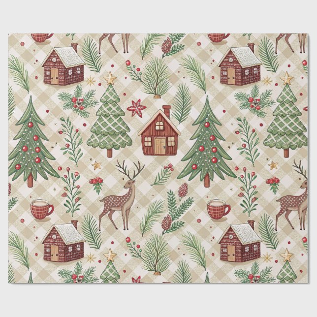 Papel De Regalo Aesthetic Holiday Checkered Wrapping Paper (Superficie plana)