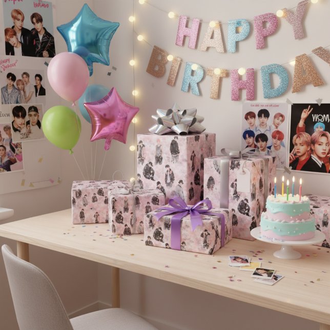 Papel De Regalo Aesthetic K-Pop Idols Silhouette Streetwear  (minimalist k-pop wrapping paper)