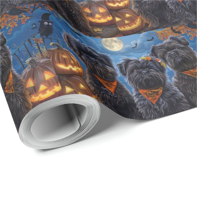 Papel De Regalo Affenpinscher Halloween Spooky (Esquina del rollo)