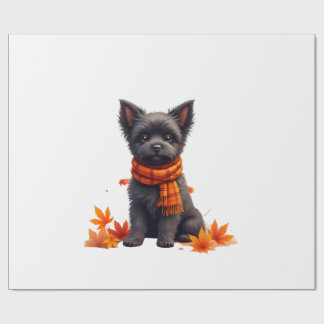 Papel De Regalo Affenpinscher With Heart Made Of Autumn Leaves