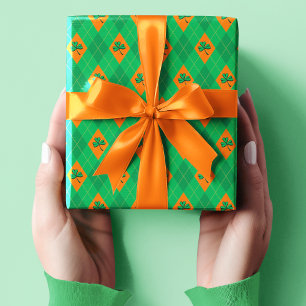 Papel De Regalo Afortunado Green Clover Small Argyle St. Patrick's