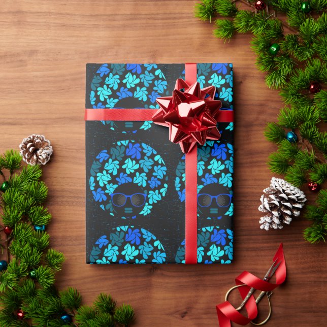 Papel De Regalo Afro Diva Azul  (Regalo de vacaciones)