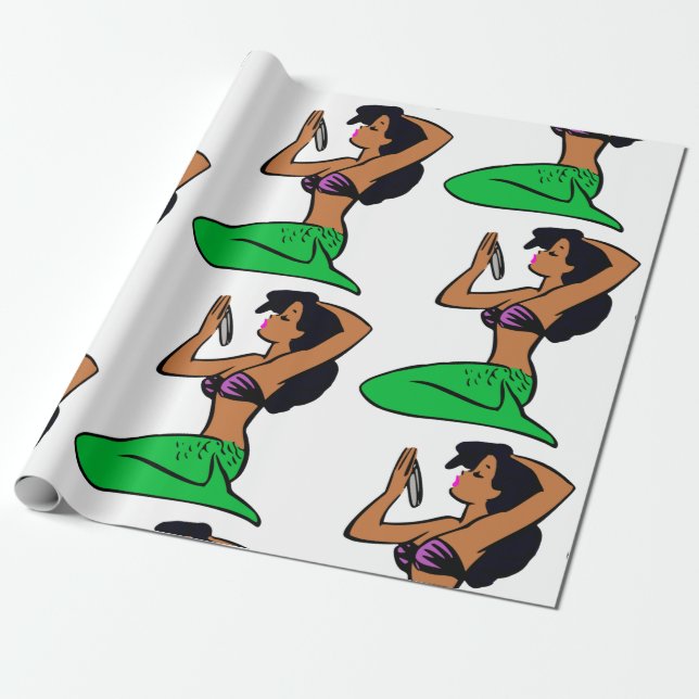 Papel De Regalo afro latina mermaid (Desenrollado)