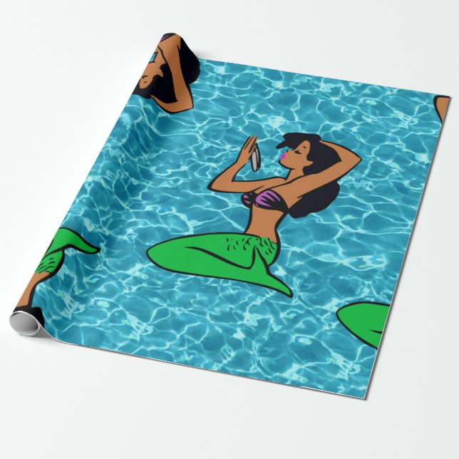 Papel De Regalo afro latina mermaid océano (Desenrollado)