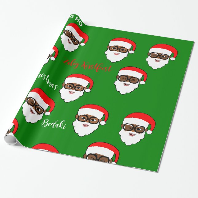 Papel De Regalo Afro Santa Navidades Santa Melanin negro (Desenrollado)