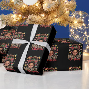 Papel De Regalo Afroamericana Navidad Moño Desordenado Mamá Negra