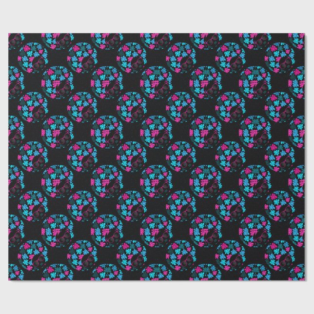 Papel De Regalo Afrodiva Turquesa y Rosa Caliente (Superficie plana)