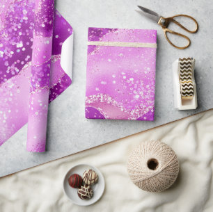 Papel De Regalo Agalita Brillante Magenta Rosa Claro con Brillo