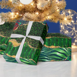 Papel De Regalo Agante de impresión de animales de safari verde