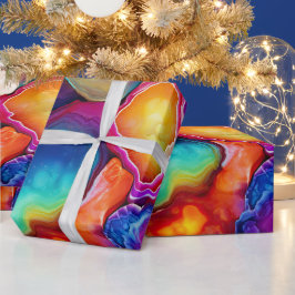 Papel De Regalo Ágata Arcoíris | Patrón de Piedra Abstracta Vibran