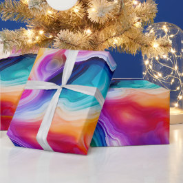 Papel De Regalo Ágata Arcoíris | Patrón de Piedra Abstracta Vibran