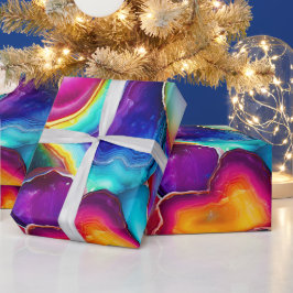 Papel De Regalo Ágata Arcoíris | Patrón de Piedra Abstracta Vibran