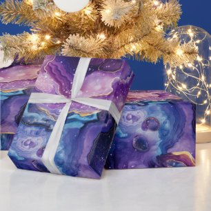 Papel De Regalo Ágata Celeste Patrón de Piedra Abstracta Cósmica
