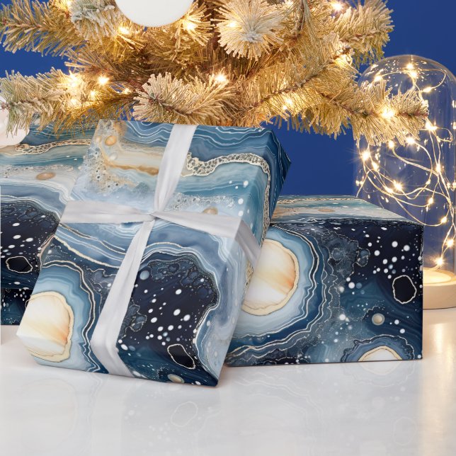Papel De Regalo Ágata Celestial | Piedra Planetaria Abstracta (Vacaciones)