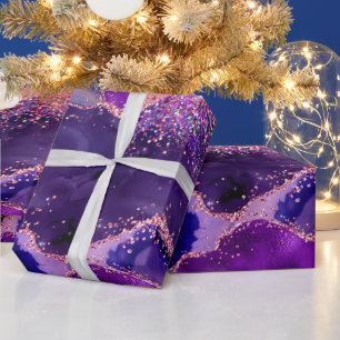 Papel De Regalo Agata de lentejuelas de purpurina rosa y morado os