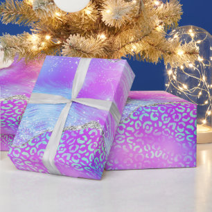 Papel De Regalo Ágata Leopardo Neon   Patrón de Piedra Abstracta G