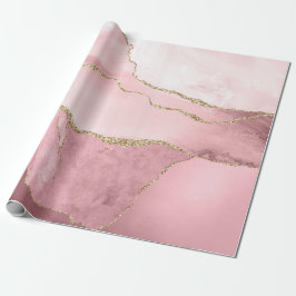 Papel De Regalo Ágata Rosa y Dorada
