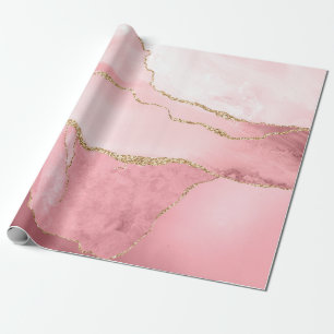 Papel De Regalo Ágata Rosa y Dorada