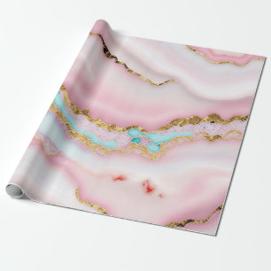 Papel De Regalo Agate Marble popular colección de oro rosa azul