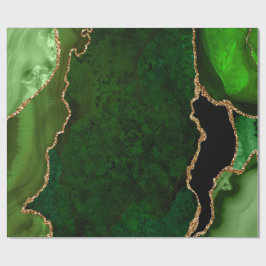 Papel De Regalo Agate Purpurina de Faux Green y Gold