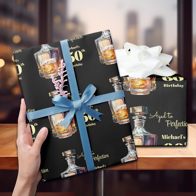 Papel De Regalo Aged to Perfection Men's 60th Whiskey Birthday  (Subido por el creador)