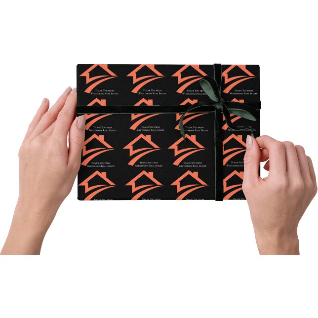 Papel De Regalo Agente Inmobiliario Negro Único y con Estilo (Stylish Unique Black Real Estate Agent Wrapping Paper)