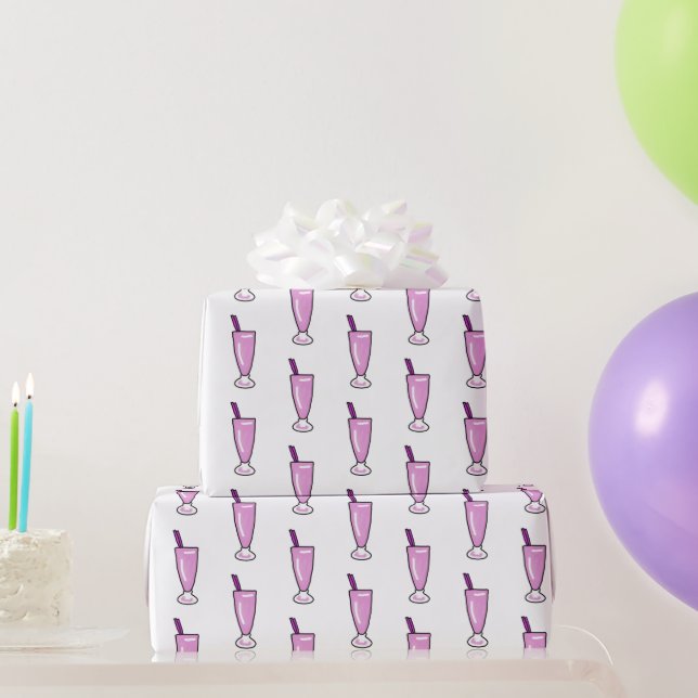 Papel De Regalo Agitación de leche rosa larga y fría (Regalos de fiesta)