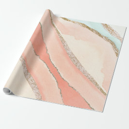 Papel De Regalo Ago rosa Turquesa Oro Elegante Moderno