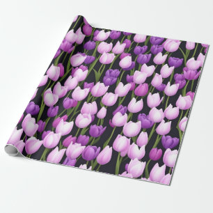 Papel De Regalo Agradable arte morado de tulipanes rosados