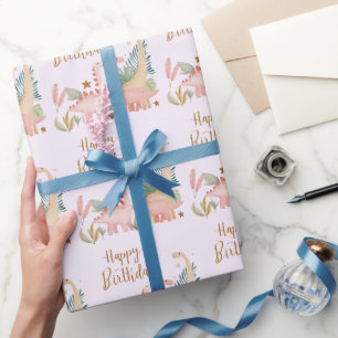 Papel De Regalo Agradable Dino Rosa
