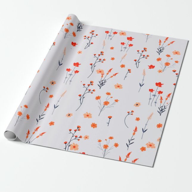 Papel De Regalo Agradable floral de Rosas blandos de época (Desenrollado)