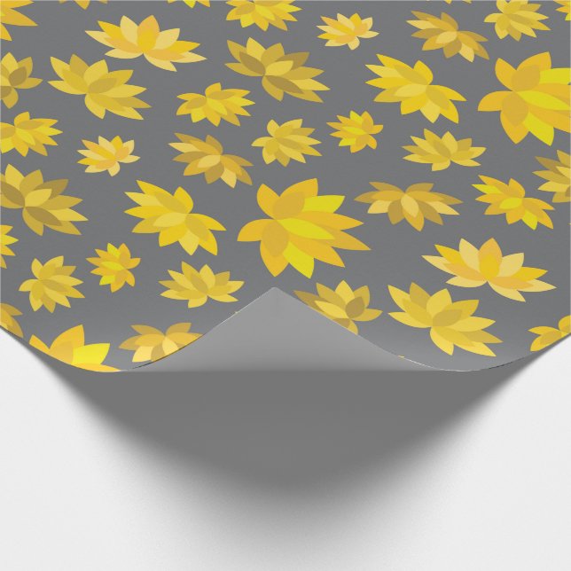 Papel De Regalo Agradable Otoño Amarillo Floral Gris Seamless Cump (Esquina)